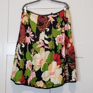 Talbots Silk Vintage Skirt Size 14 Floral Multicolored Midi A Line Pleat…